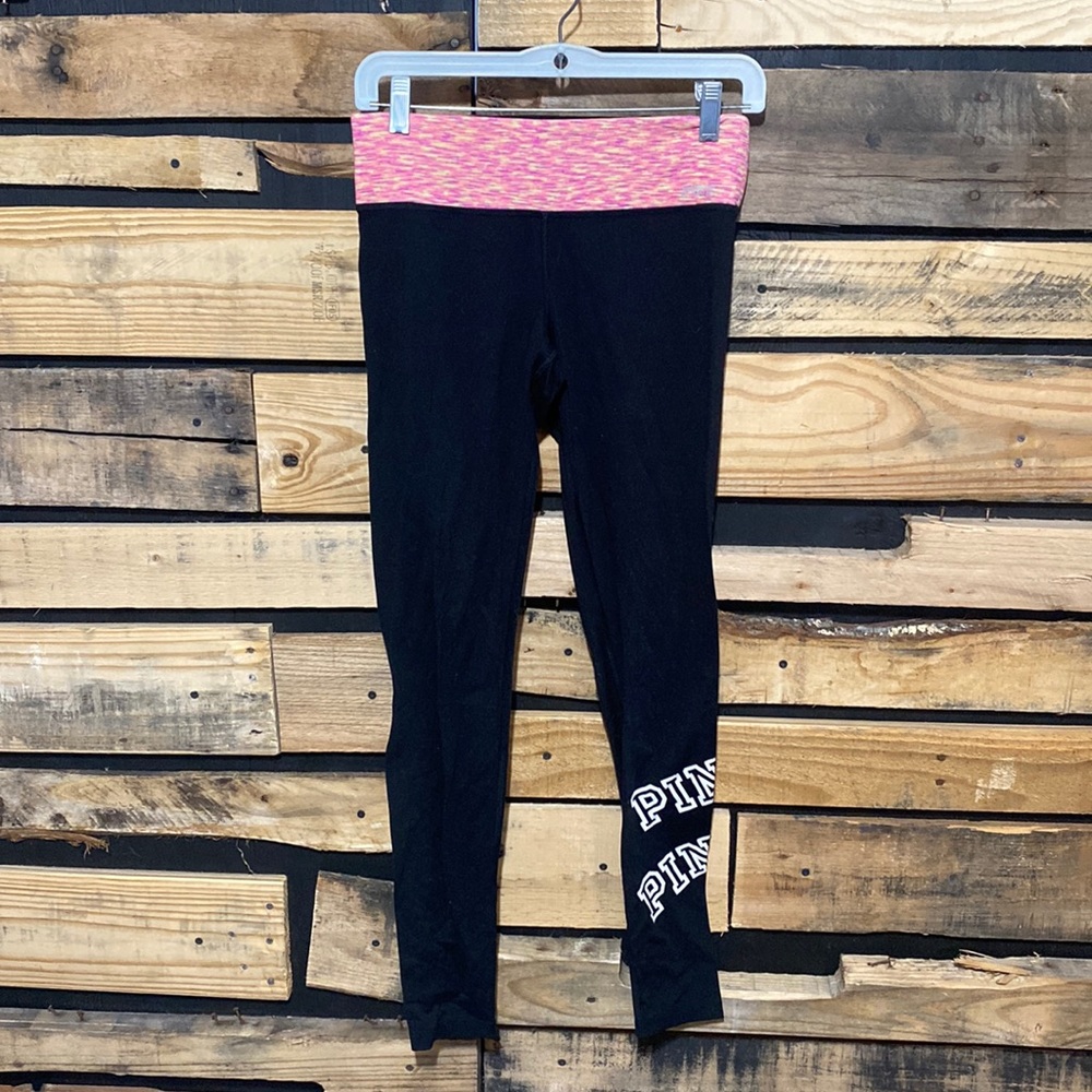 Vintage Y2K VS‎ Pink Black Yoga Leggings Size XS